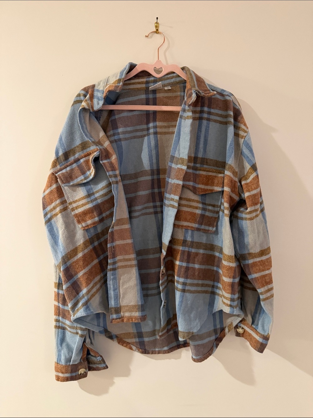 Universal Thread Light Blue and Brown Plaid Shirt Jacket
